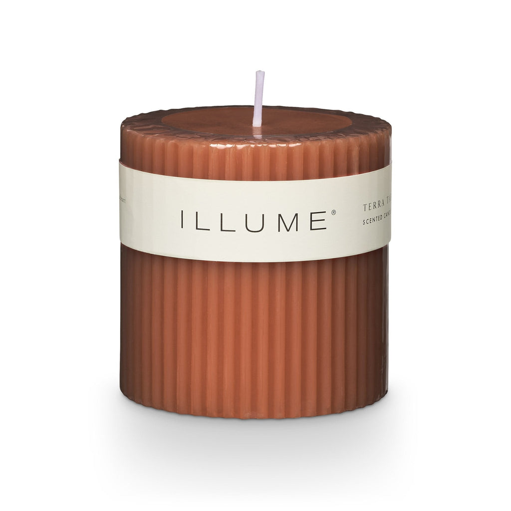Terra Tabac Small Fragranced Pillar Candle - Illume Candles - 46272001000