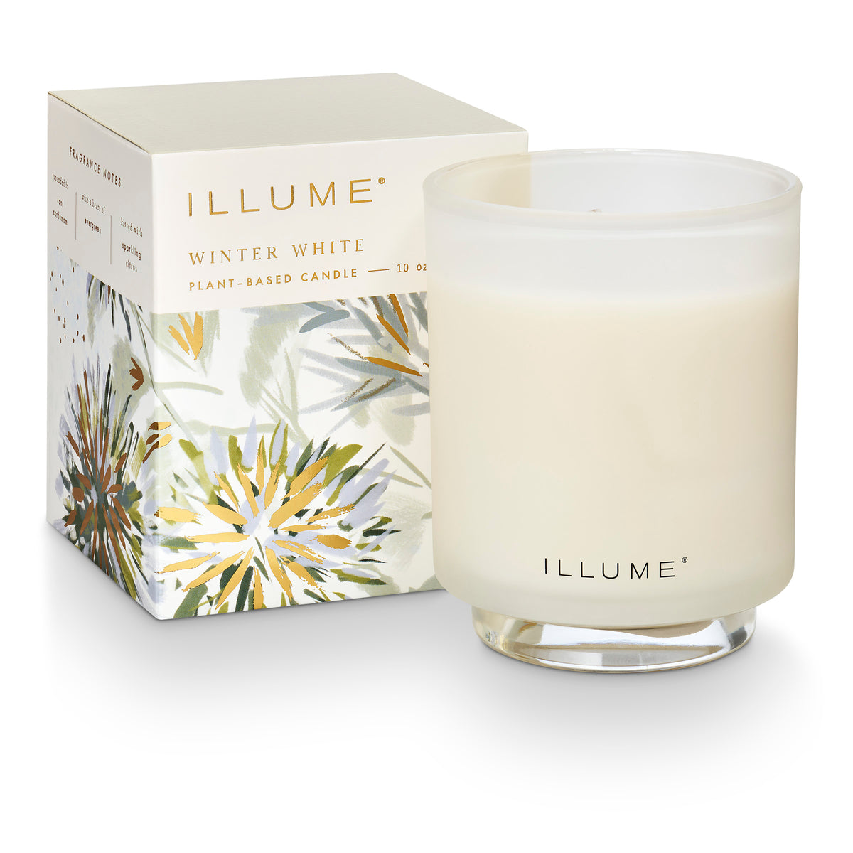 ILLUME® Winter White Refillable Boxed Glass Noble Holiday Candle 
