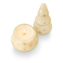 Winter White Frosted Star Glass Tree Candle