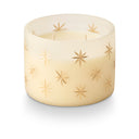 Winter White Frosted Star Glass Candle