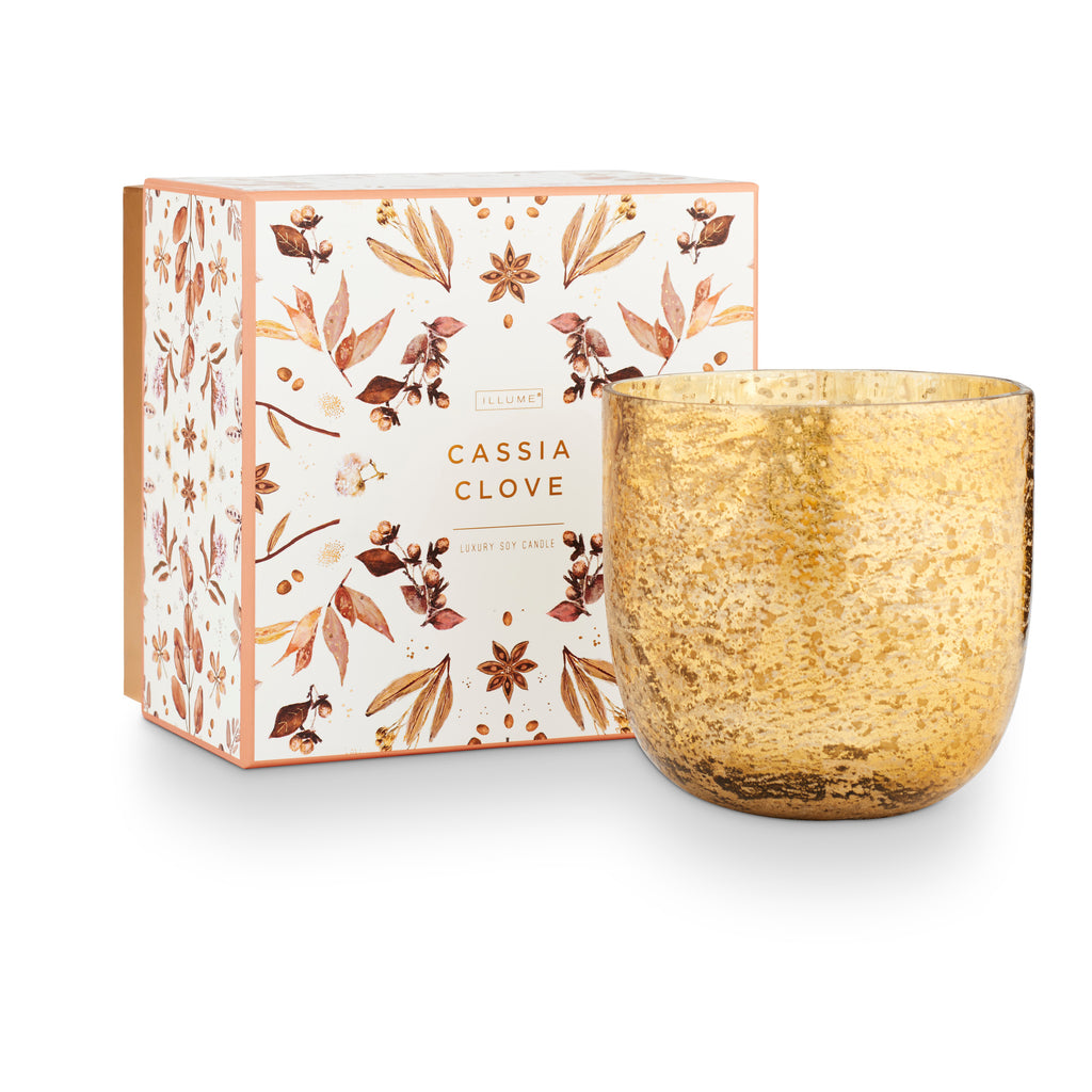 Cassia Clove Luxe Sanded Mercury Glass Candle