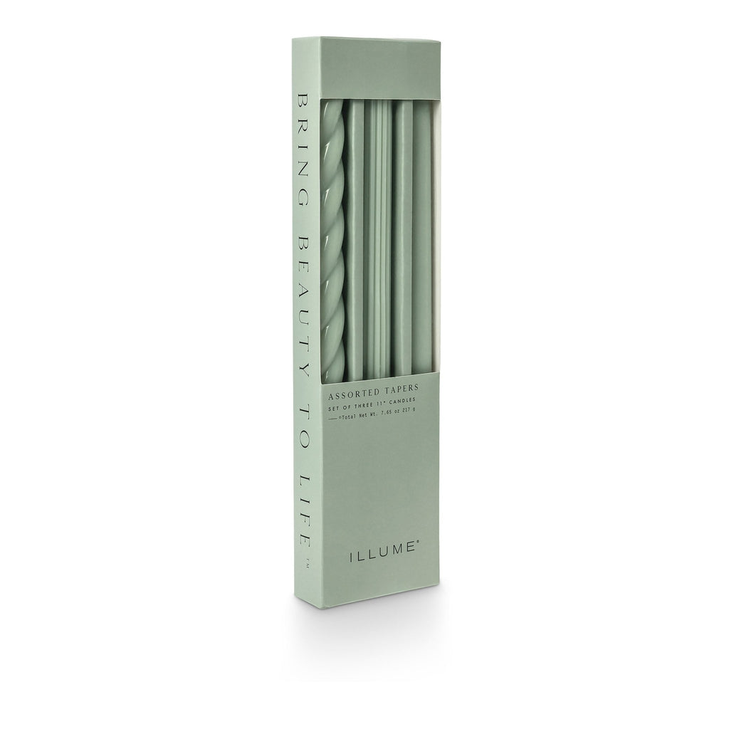 Assorted Sage Green Candle Tapers 3-Pack - Illume Candles - 46271003000