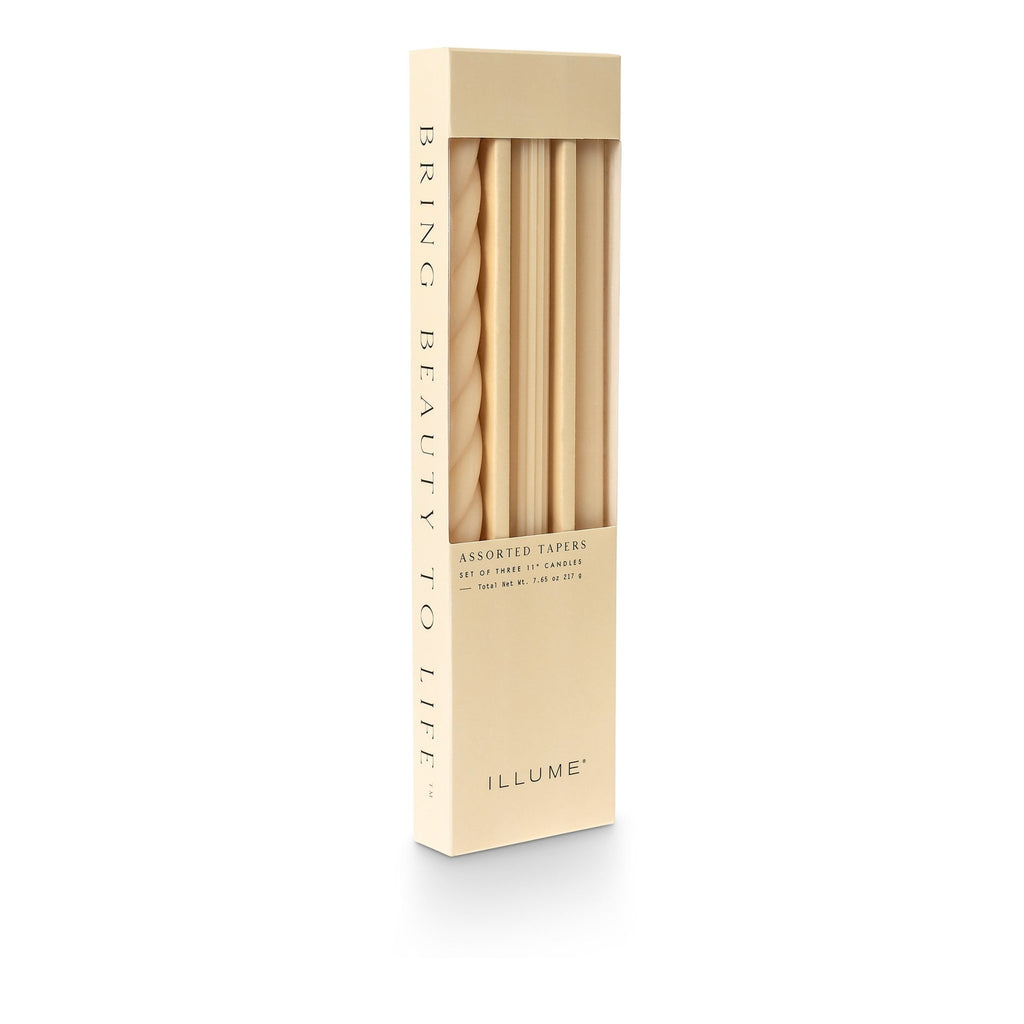 ILLUME Candles Assorted Textures Cream Candle Tapers 3-Pack