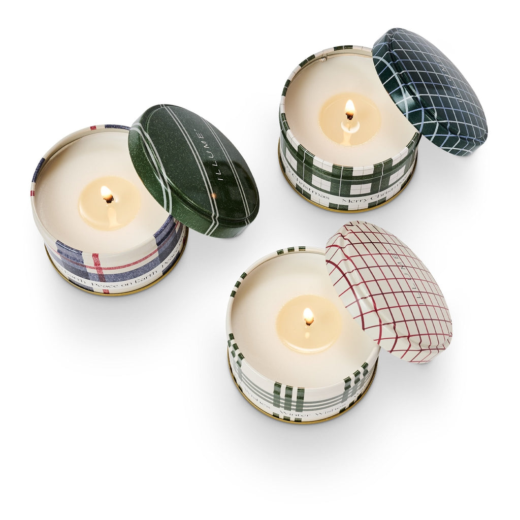 Balsam & Cedar Noble Holiday Candle Tin Trio Gift Set - Illume Candles - 46276072000