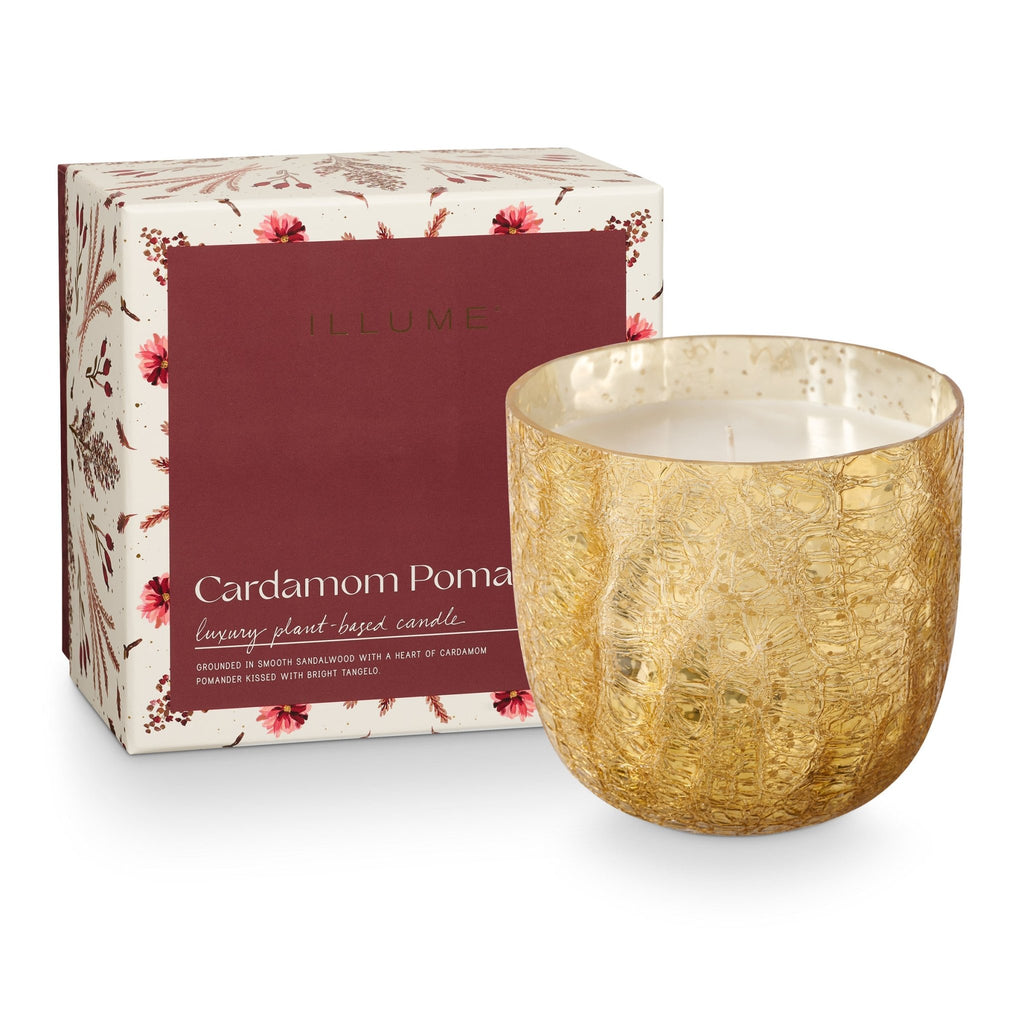 Cardamom Pomander Large Boxed Crackle Glass Candle - Illume Candles - 46284011000