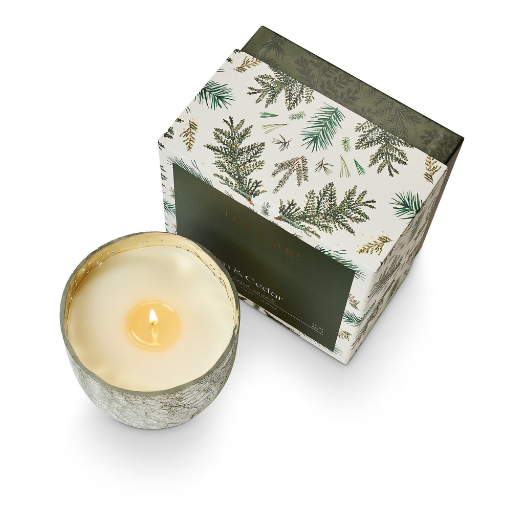 Balsam & Cedar Large Boxed Crackle Glass Candle - Illume Candles - 46284072000