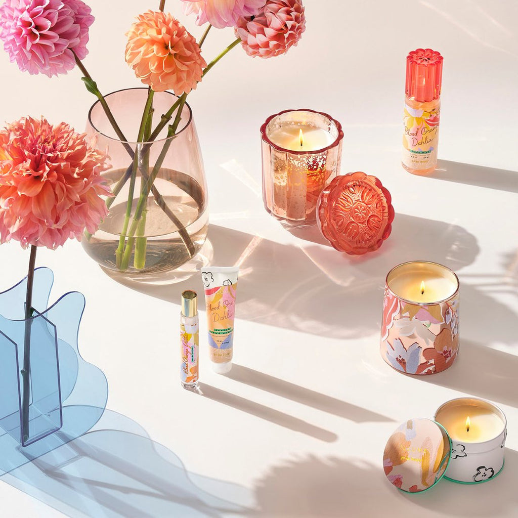 Blood Orange Dahlia Ceramic Flower Candle - Illume Candles - 45337344000