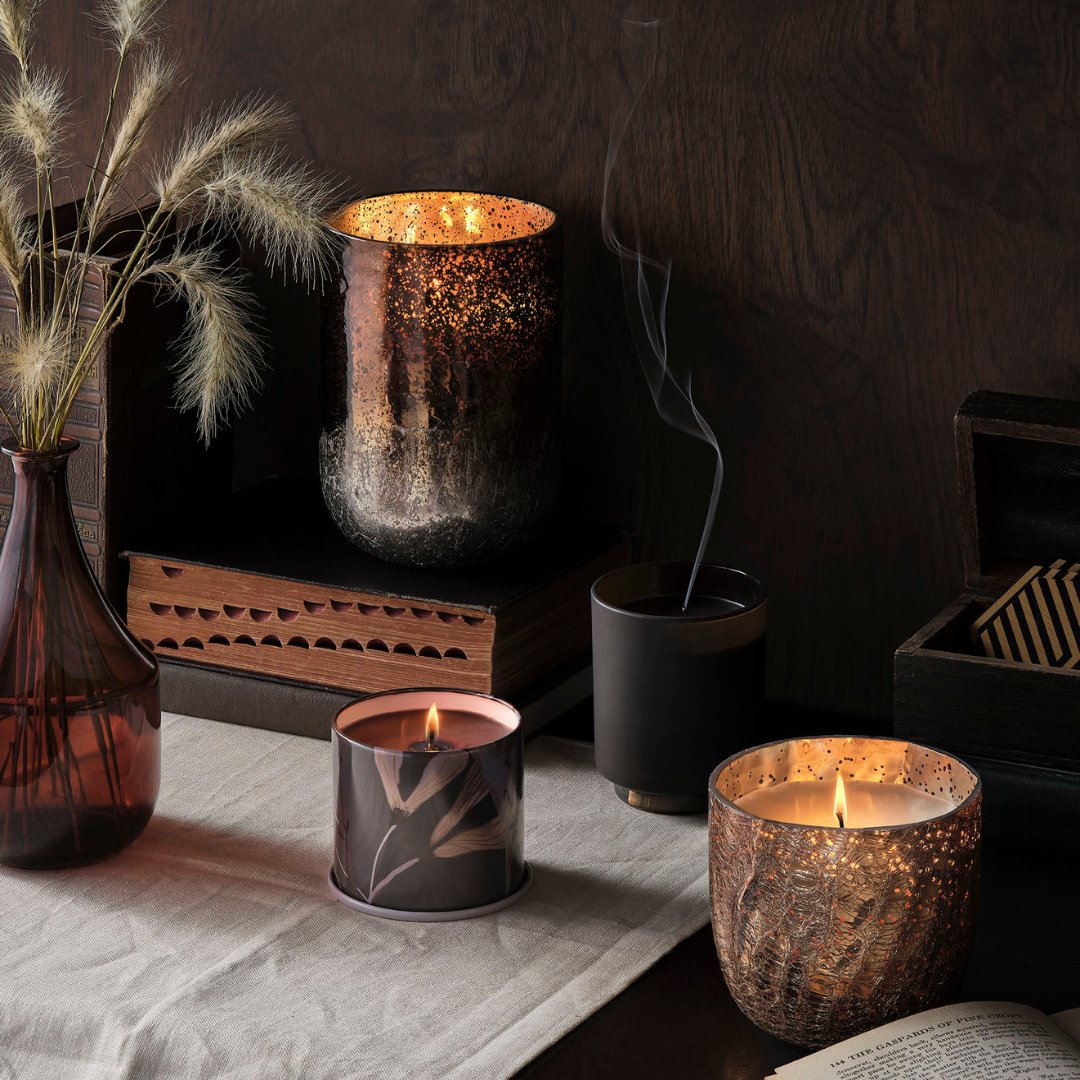 【レア限定品】 peak ASTERISK CANDLE GLASS L ILLUME® Candles Woodfire Small Boxed Crackle Glass Holiday Candle